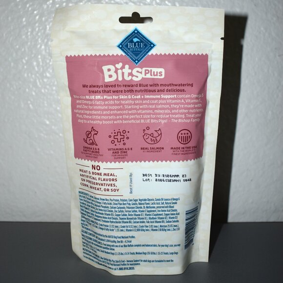 Blue Buffalo Bites Plus Skin And Coat/Immune Support Dog Treats Salmon Lot of 8 - Picture 3 of 3